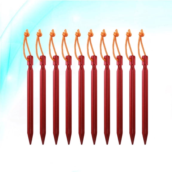 OUNONA 10Pcs Red Camping Tent Stakes Safe Tent Nails with Reflective Design for Outdoor Use
