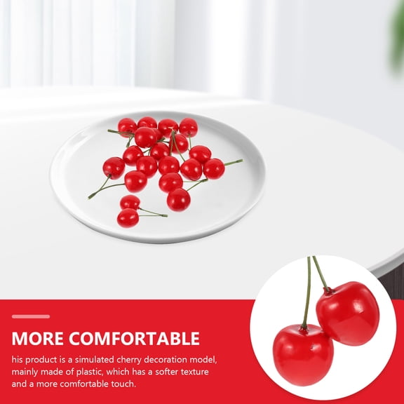 OUNONA 10Pcs Red Fake Cherry Fruit Model Simulation Decor for Desktop and Window Display