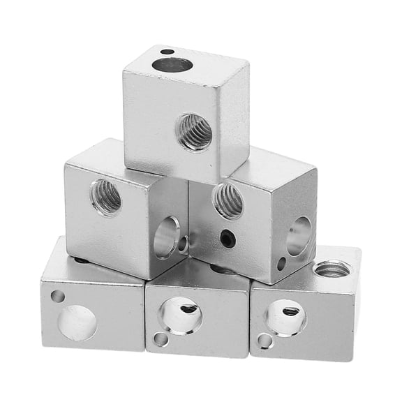 OUNONA 3D Printer Aluminum Heating Block, Silver, Fast Heating, Accurate Temp, Durable Metal, 10Pcs