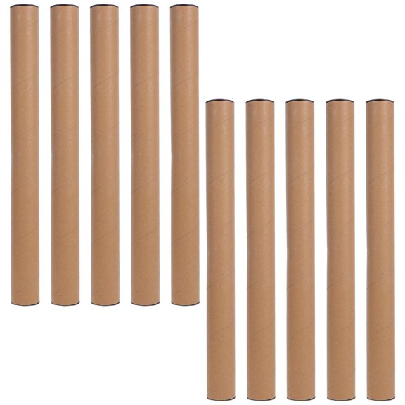 OUNONA 10Pcs Round Packing Tubes Khaki Artwork Storage Shipping Protection For Posters