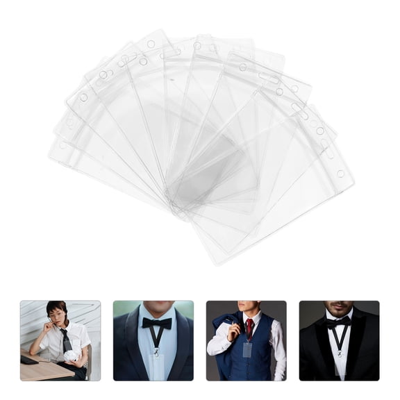 OUNONA Transparent PVC Badge Sleeve Clear Card Protector for Student Ids 10Pcs