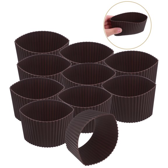 OUNONA Heat-Resistant Silicone Mug Sleeve  10Pcs Anti-Slip Insulated Cup Cover for Hot Beverages