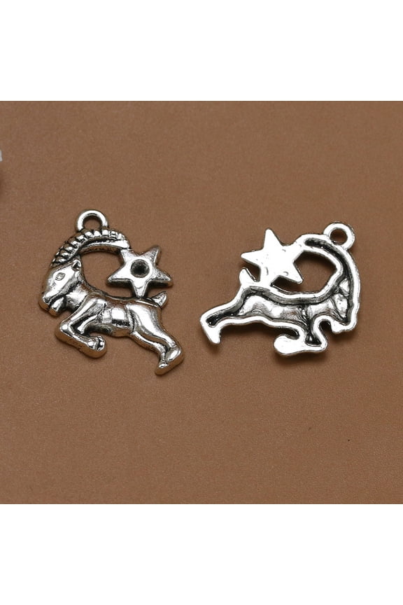 10Pcs Silver Alloy Star Decorated Goat Charm Pendant DIY Jewelry Making for Necklace Bracelet