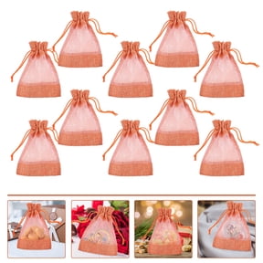 OUNONA 10-Pack Orange Small Mesh Drawstring Bags for Jewelry, Candy, Party Favors, and Home Storage