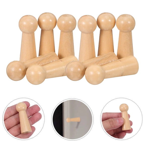 OUNONA 10Pcs Solid Wood Shaker Pegs Screw on Unfinished Paintable Wood Wall Hooks for Home Storage