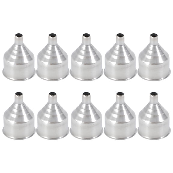 OUNONA 10Pcs Stainless Steel Kitchen Liquid Funnel with Handle for Home Bar Restaurant Use