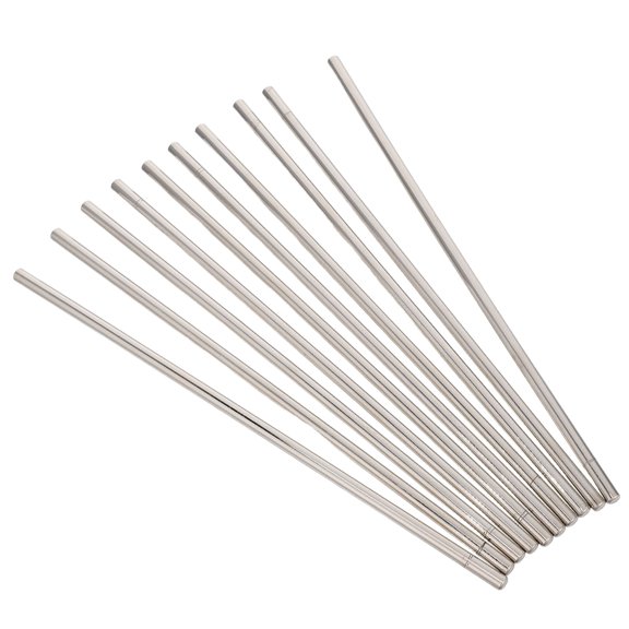 OUNONA 10Pcs Straight Metal Cylinder Rod Corrosion Proof Conductive Bar for Physics Experiments