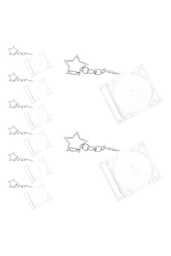 10Pcs Transparent Cd Player Shaped Keychain with Blank Dvd Case for Music Storage