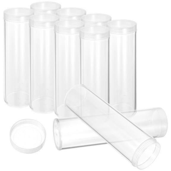 OUNONA 10Pcs Transparent Coin Tubes with Lids for Coin Collection and Oxidation Prevention