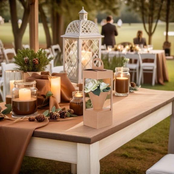 OUNONA 10Pcs Portable Paper Flower Basket Black Rustic Box with Handle for Wedding Floral Arrangements