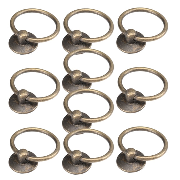 OUNONA 10Pcs Vintage Metal Ring Drawer Pull Knobs Plated Gold Durable Handles for Furniture Cabinets