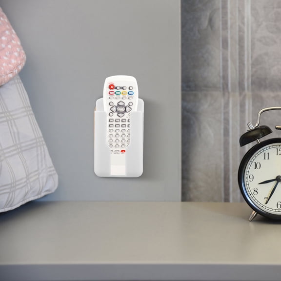OUNONA 10Pcs Wall Mount Remote Control Holder White No Drill Installation Bedside Table Organizer
