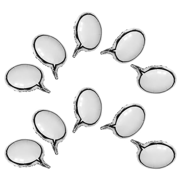 OUNONA 10Pcs White Speech Bubble Foil Balloons Aluminum Film Party Decorations