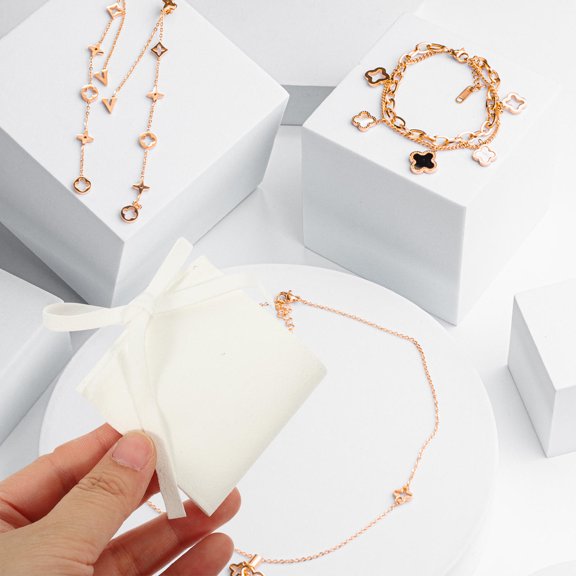 OUNONA 10Pcs White Jewelry Packaging Bags Lightweight Soft Material Reusable Storage
