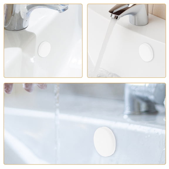 OUNONA 10Pcs White Round Overflow Drain Caps for Bathroom Tub Sink Washbasin Easy to Install