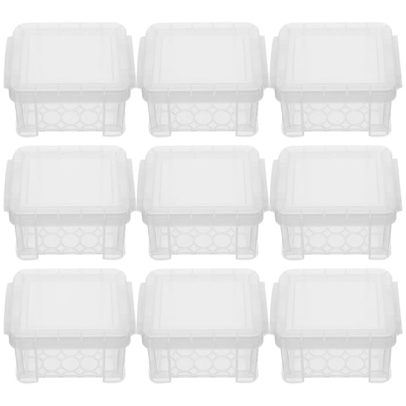OUNONA 10Pcs White Plastic Storage Containers with Lids Stackable Small Clear Organizer Bins