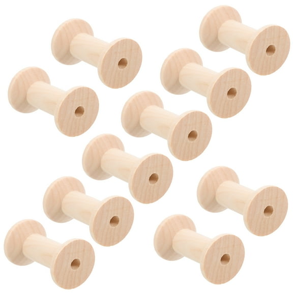 OUNONA 10Pcs Wooden Spools for DIY Projects Wood Bobbin for Yarn Thread Wire Winding Spools Yarn Sewing Spools Yarn Storage Rack Weaving Bobbins