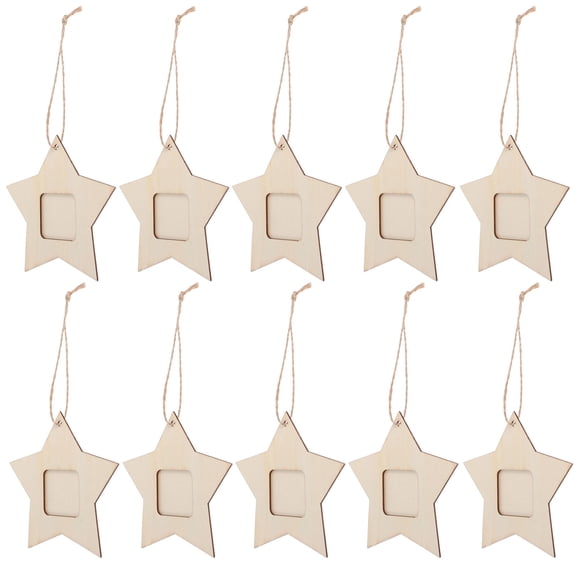 OUNONA 10Pcs Wooden Star Shape Photo Frame Holder for School Classroom and Home Use