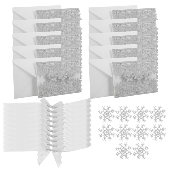 OUNONA Glitter Laser Cut Plated Silver Wedding Invitations Elegant for Party