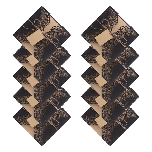 OUNONA 10Sets  Spiderweb Invitations Cards with Envelopes Black Intricate Spider Web Design for Party