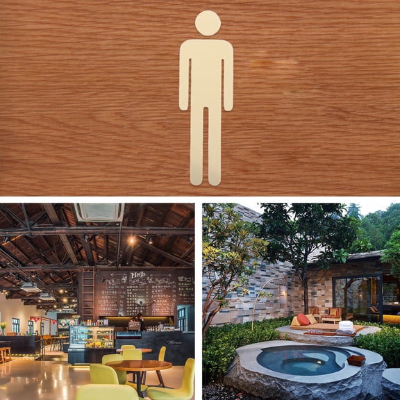 OUNONA 10Sets Golden 3D Acrylic Male and Female Restroom Wall Mount Toilet Door Signs