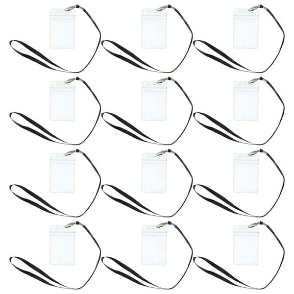 OUNONA 10Sets Transparent PVC Id Card Holders with Lanyard for Office and Events