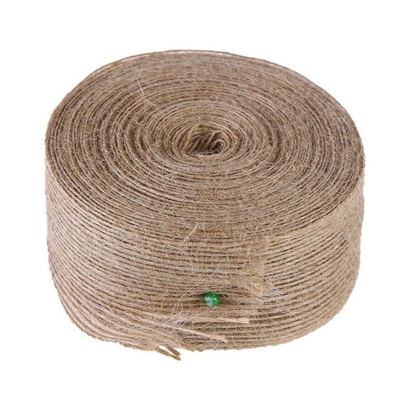 OUNONA 10m Jute Hemp Rope 3.8cm Wide Weaving Webbing for Home Crafts, Fishing Line, Burlap Ribbon Pattern in Light Brown