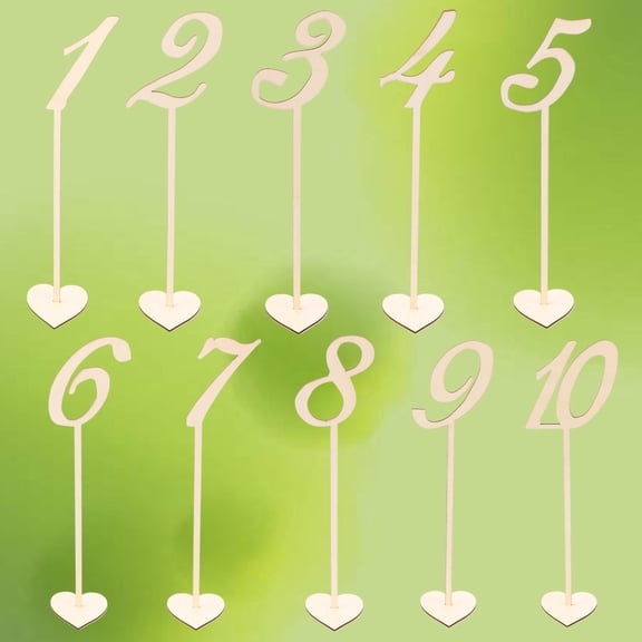 OUNONA 10pcs 1-10 Wooden Table Numbers Holder Base for Rustic Wedding Birthday Party Seat Decoration