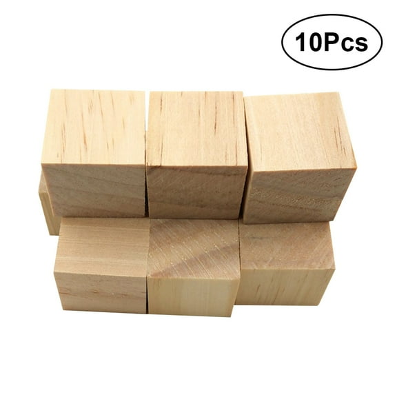 CATIEBYE Natural Pine Wooden Cubes Light Brown 10pcs Craft Blocks for Projects and Educational Activities