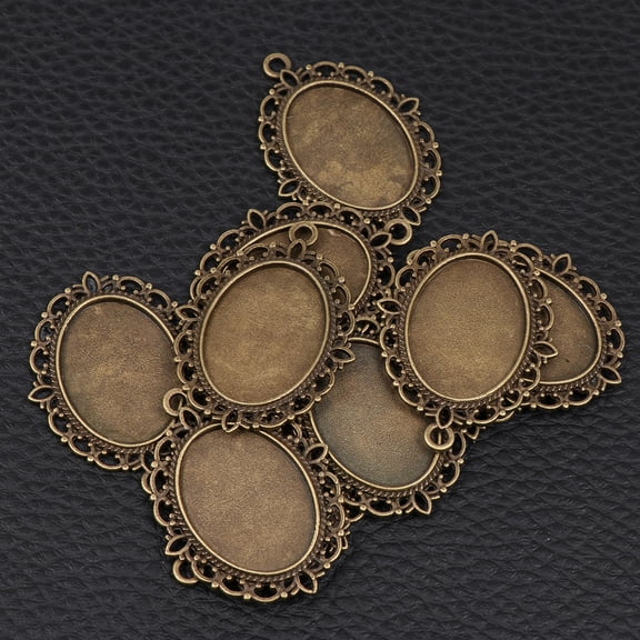 OUNONA 10pcs Brown Oval Metal Stamping Blanks for DIY Jewelry Pendant Base Alloy Charms 2.3x3.2 Inches