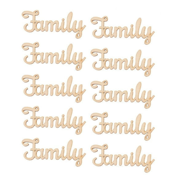 Family Signs 10 Pcs Wood Chip Decoration Letters for Home Decor DIY Crafts Khaki Wooden Sign Birthday Wedding Parties