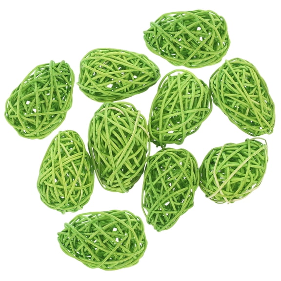 OUNONA 10pcs Decorative Eggs Rattan Green Home Decor for Theme Party