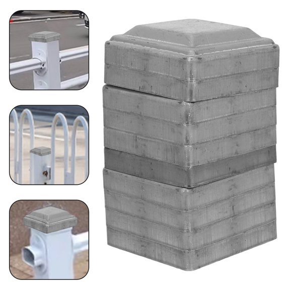 OUNONA 80x80mm Zinc Steel Square Iron Post Caps Decorative Fence Caps 10pcs