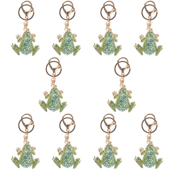 OUNONA 10pcs Frog Key Chain Rhinestone Key Ring Car Key Chain Backpack Charm Hanging Decor