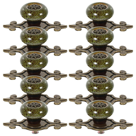 OUNONA 10pcs Green Drawer Pulls Vintage Cabinet Knobs Retro Pumpkin Cabinet Handle Decorative Flower Cabinet Knobs Unique Furniture Hardware
