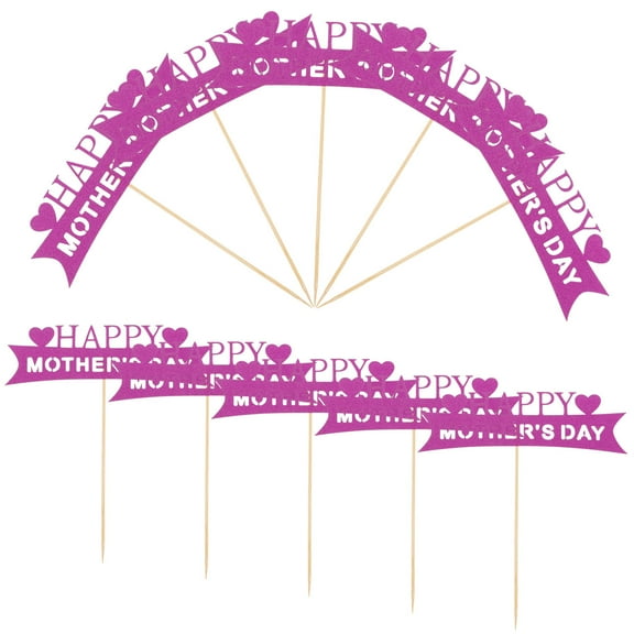 OUNONA 10pcs Happy Mother‘s Day Cake Pick Decor Paper Cupcake Topper Party Cake Insert Ornament