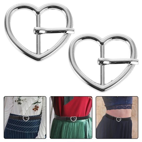 OUNONA 10pcs Heart Belt Buckle Decorative Heart-Shaped Waist Buckle Single Prong Heart Buckle Alloy Belt Hardware Decorative Belt Buckle