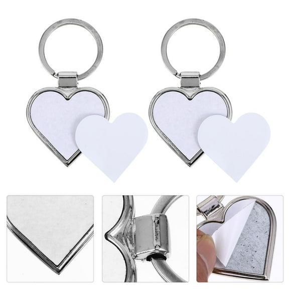 OUNONA 10Pcs Heart Shaped Metal Keyrings Blank Sublimation Keychains for Crafting