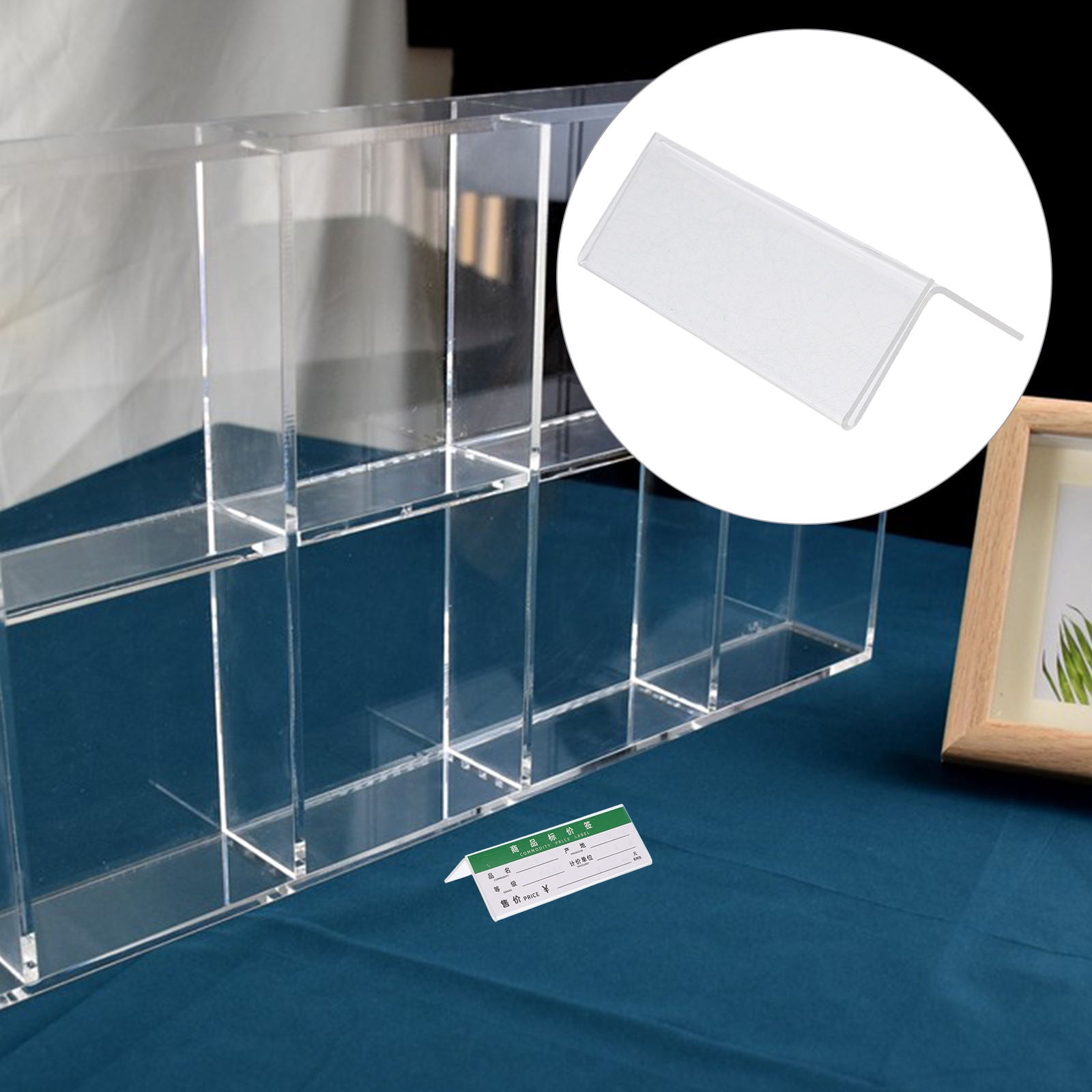 OUNONA 10pcs L Shape Clear Acrylic Price Tag Display Holders Self ...