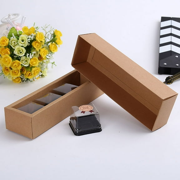 OUNONA 10pcs Macaron Boxes Kraft Paper Packaging Box Cookie Containers Drawer Shaped Macaron Container for Home Dessert Shop ( Color)