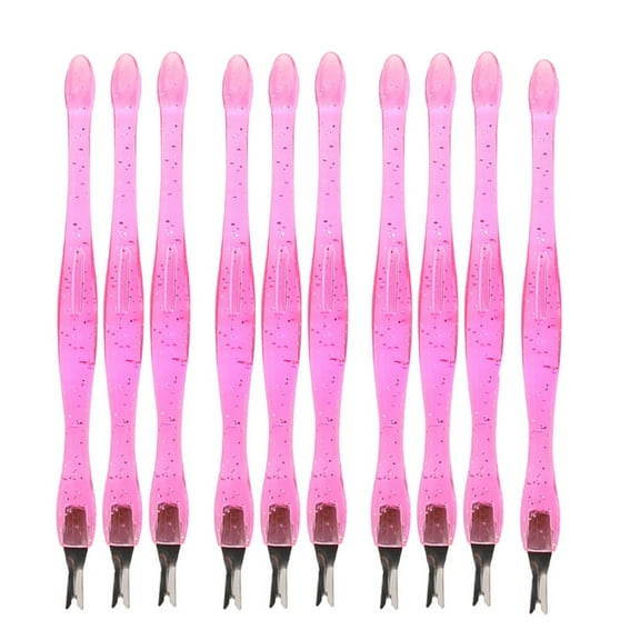OUNONA 10pcs Nail Art Tools Pedicure Cuticle Trimmer Remover Pusher Dead Skin Callus Removal Fork (Pink)