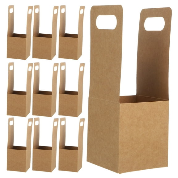 OUNONA 10pcs Portable Single Drink Carrier Holder Paperboard Cup Holder Disposable Coffee Cup Holder for Hot and Cold Beverages