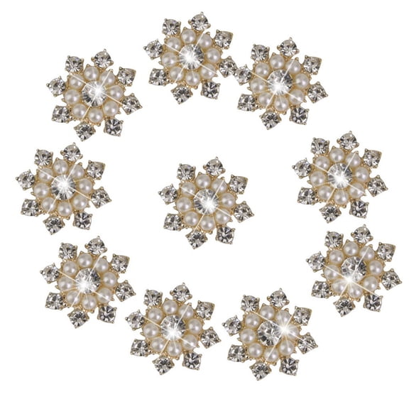 OUNONA 10pcs Crystal Fancy Buttons Rhinestone Button Decoration Gold for Artisans and Crafting