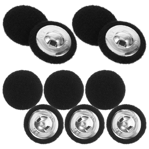 OUNONA Black Round Buttons Wool Felt Metal for Clothing DIY Crafts 10Pcs