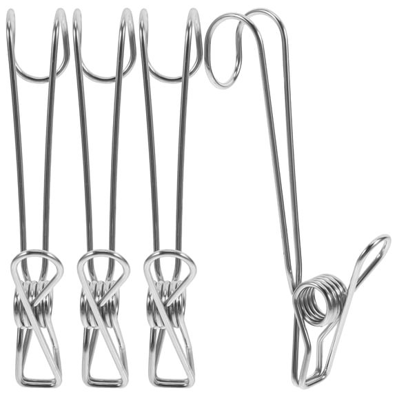 OUNONA 10-Pack Heavy Duty Stainless Steel Clothespins Space Saving Clips for Hanging Clothes Indoor and Outdoor Clothesline Use