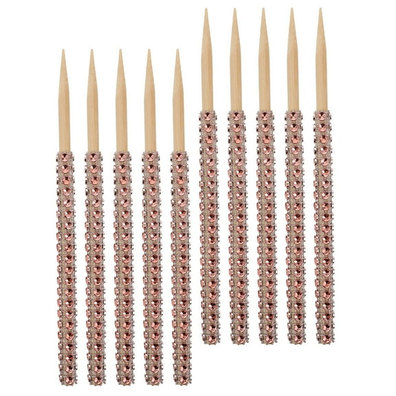 OUNONA 10pcs Sparkle Cake Picks Multi Functional Decorative Lollipop Sticks for Parties Desserts and Candy