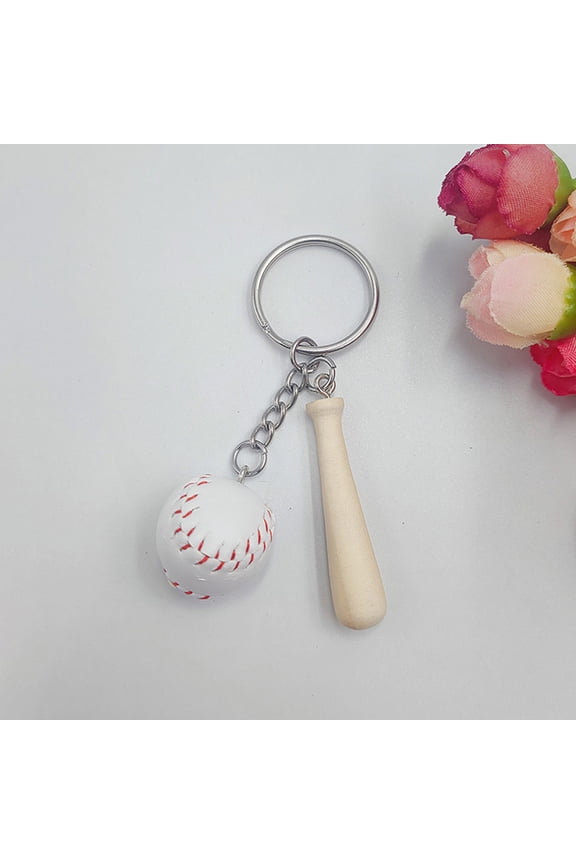 10pcs Sports Keychains for Kids Mini Baseball and Bat Keyring Set Sport Wooden Key Ring Boys Girls Team Baseball Party Favor Birthday Athletes Souvenir