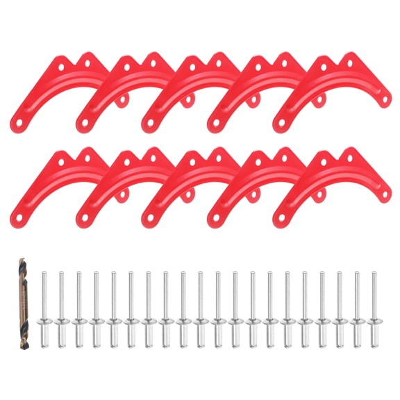 OUNONA 10pcs Step Ladder Fixing Sheets With 40 Rivets And 1 Drill Bit Triangular Corner Bracket Fixed Angle Support Fasteners for Folding Herringbone Ladders