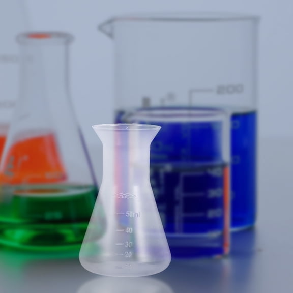 OUNONA Set of 10 Compact Transparent Plastic Flasks with Wide Mouth, PP Material for Laboratory Use