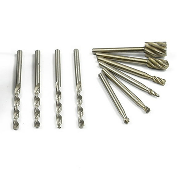 OUNONA 11Pc Rotary Tool Milling Burrs with Limiting Stopper and Carbide Cutter Set for Drilling